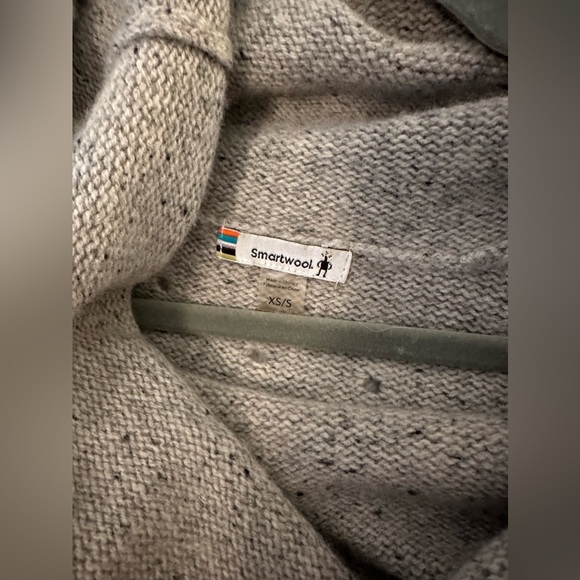 SMARTWOOL Heather Gray Merino Wool Blend Pullover Poncho Sweater Pointelle XS/S - Picture 2 of 3